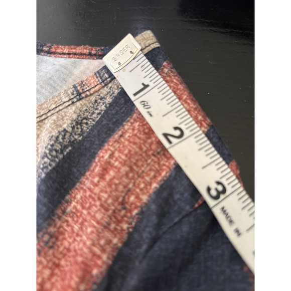 Emery Rose Women's Dress Casual M Brown Striped V-Neck Short Sleeve Stretch Boho - Picture 9 of 14